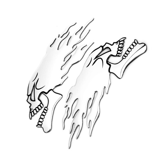 2PCS Fuel Tank Sticker 3D Universal Flame Skull 2