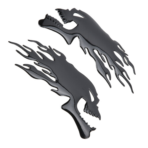 2PCS Fuel Tank Sticker 3D Universal Flame Skull 2