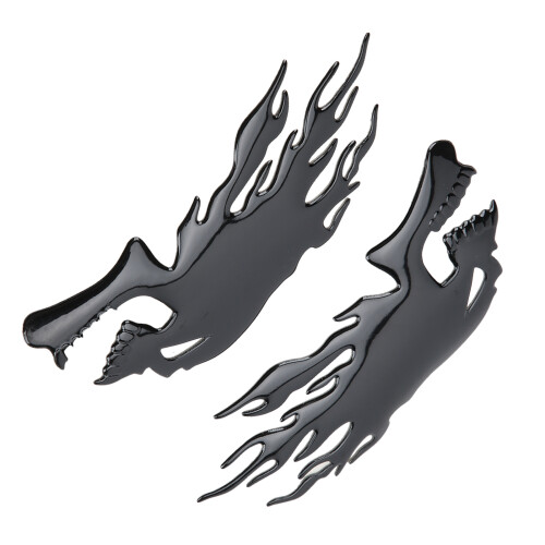 2PCS Fuel Tank Sticker 3D Universal Flame Skull 1