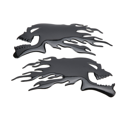 2PCS Fuel Tank Sticker 3D Universal Flame Skull