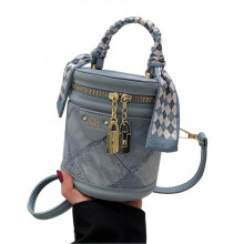 (No Pendant, Blue) Elegant Hand-Carry Shoulder Purse For Ladies Fashion Quality PU Leather Bag for Woman Girl Birthday Holidays