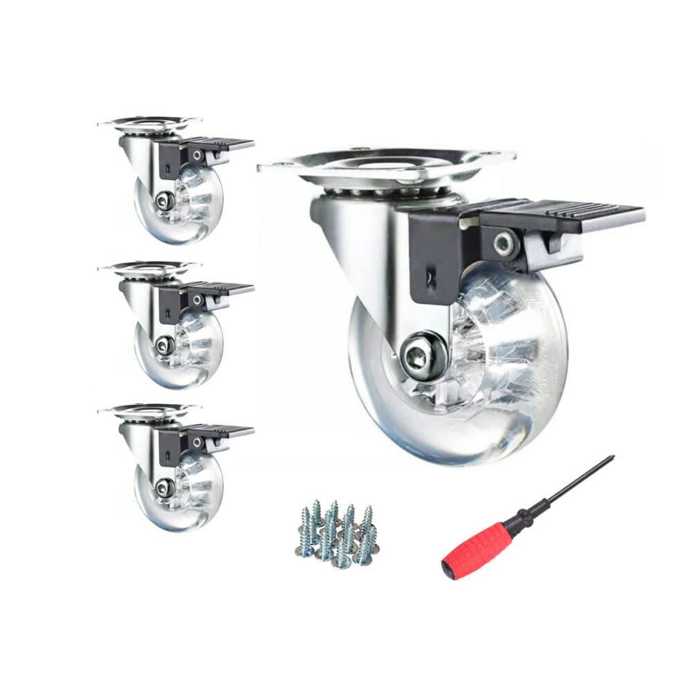 Caster 3 Inch Heavy Duty Industrial Castor With M8 X 15Mm Threaded Shank And Silent Pu Wheels For Carts And Workbenches 6276012422251