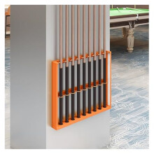 Billiard Cue Wall Mount Rack, Double-Layer U-Shaped Metal Holder, 60x6x50 cm, Orange Billiard Room Accessory