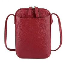 (Wine Red)Women's PU Leather Crossbody Cell Phone Bag Large Capacity Design Suitable for Traveling