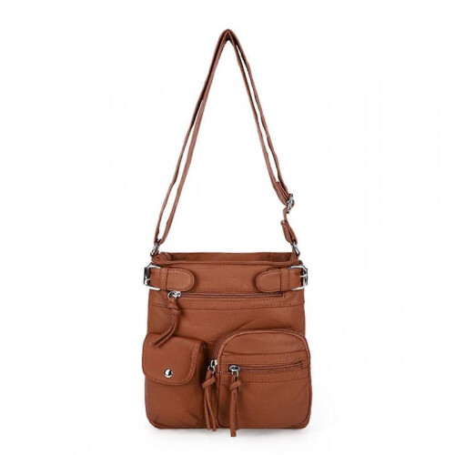 (Brown)Solid Color Women's Tote Bag Adjustable Shoulder Straps Suitable for Traveling