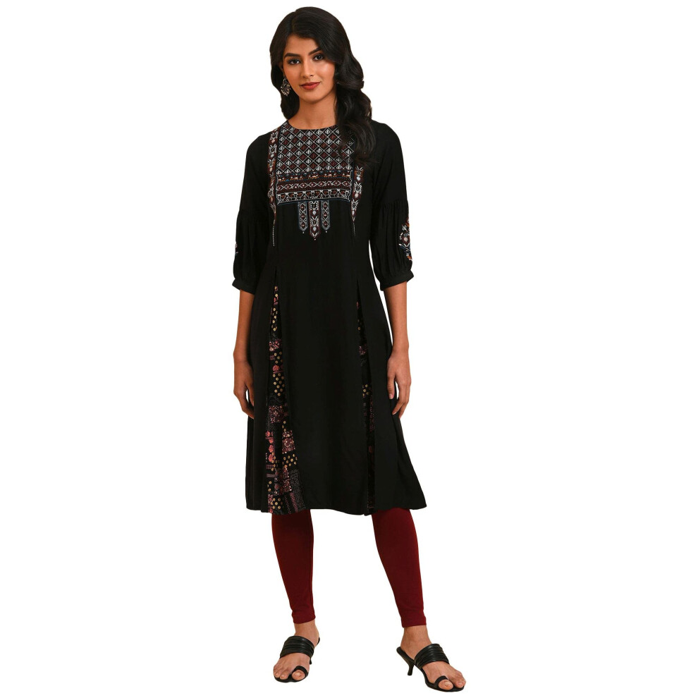 W For Woman Black Godget Tunic With Multi-Coloured Embroidery_23Few18156-217754_Xl_14