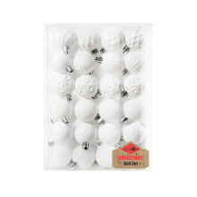 Plastic Christmas Baubles Pack of 48, 6 cm White Decorative Tree Ornaments for Holiday Hanging Decorations