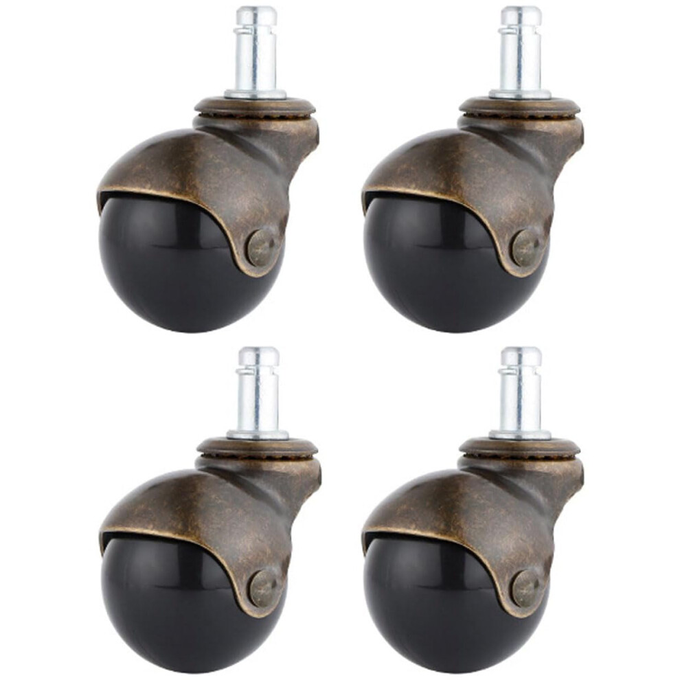 Caster Wheels With Ball Joint, Antique Brass Rollers, 2 Inch Vintage Furniture Casters For Desk, Chair And Cart, 4 Pieces 6276012422589
