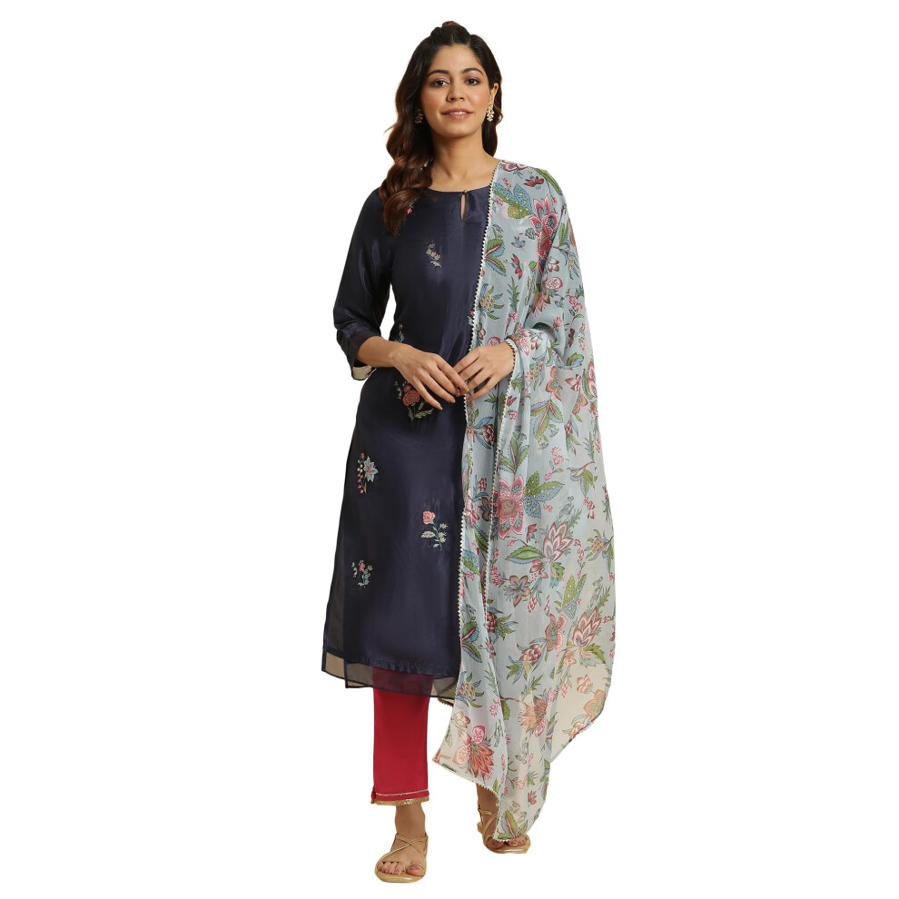 W For Woman Women'S Polyester Blue Floral Printed Chiffon Dupatta (8905661211678_Free Size)_Wfs-image-OPC-PJKGPPC-NEW