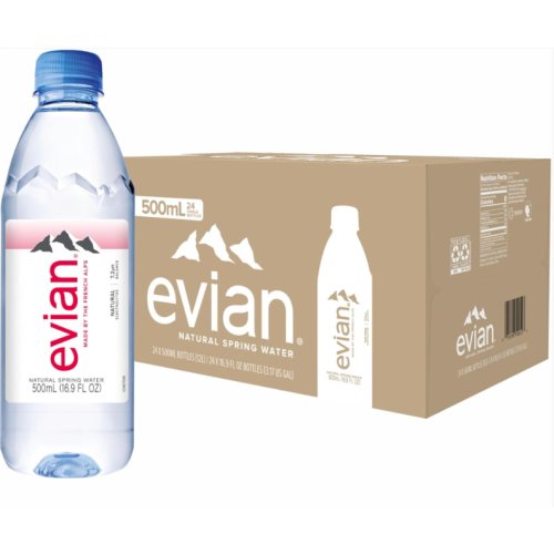 Evian Natural Mineral Water, 24 x 500ml