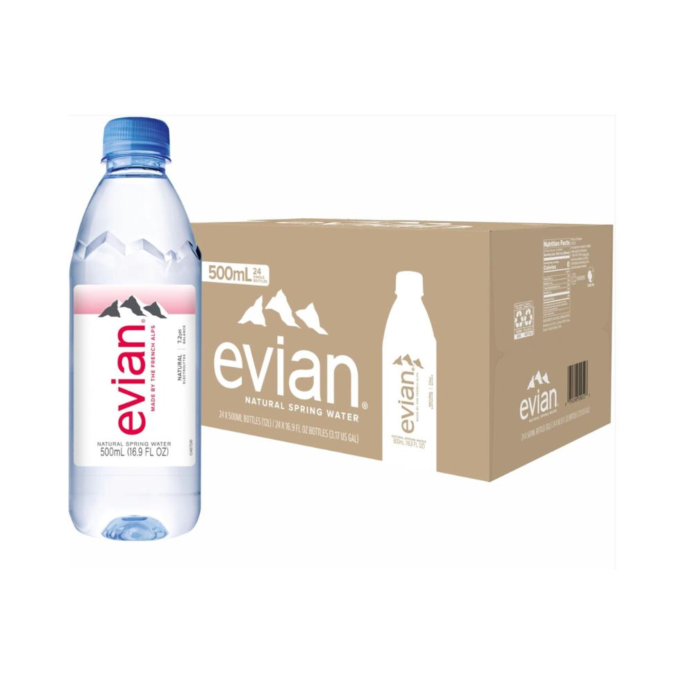 Evian Natural Mineral Water, 24 X 500Ml