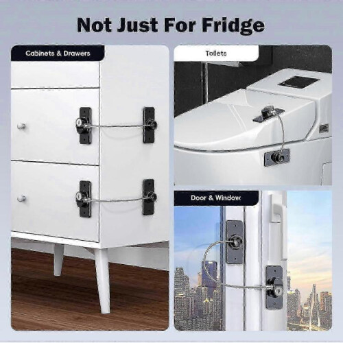2 Pack Refrigerator Door Lock with Adhesive, No Tools Required, Child Proof 2