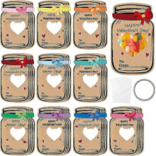 (B) 30Pcs Valentines Day Gift Cards for Kids, Colorful Jars Happy Valentine Greeting Cards, Valentine Exchange Cards for Boys Girls