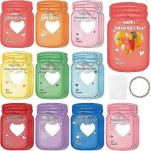 (A) 30Pcs Valentines Day Gift Cards for Kids, Colorful Jars Happy Valentine Greeting Cards, Valentine Exchange Cards for Boys Girls