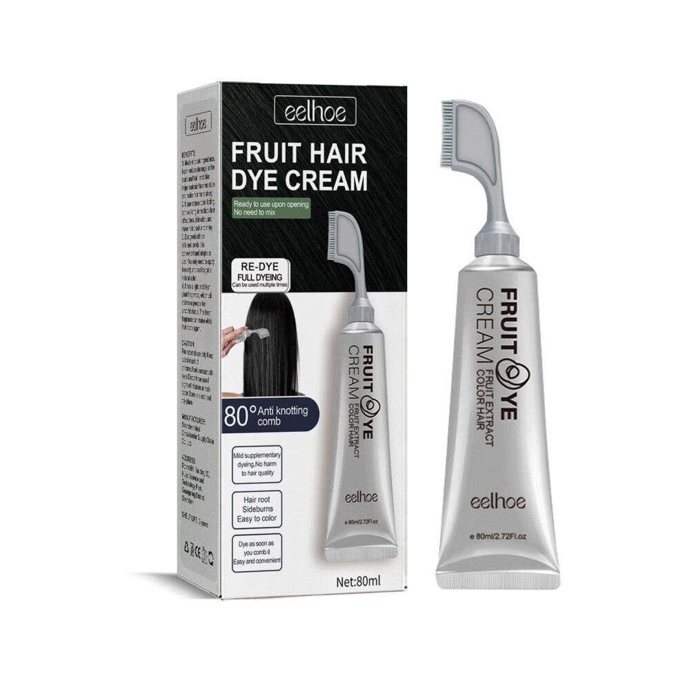 (Black) Fruit and Vegetable Hair Paste Natural Gentle and Long-lasting Scalp Easy to Color Black Hair Paste