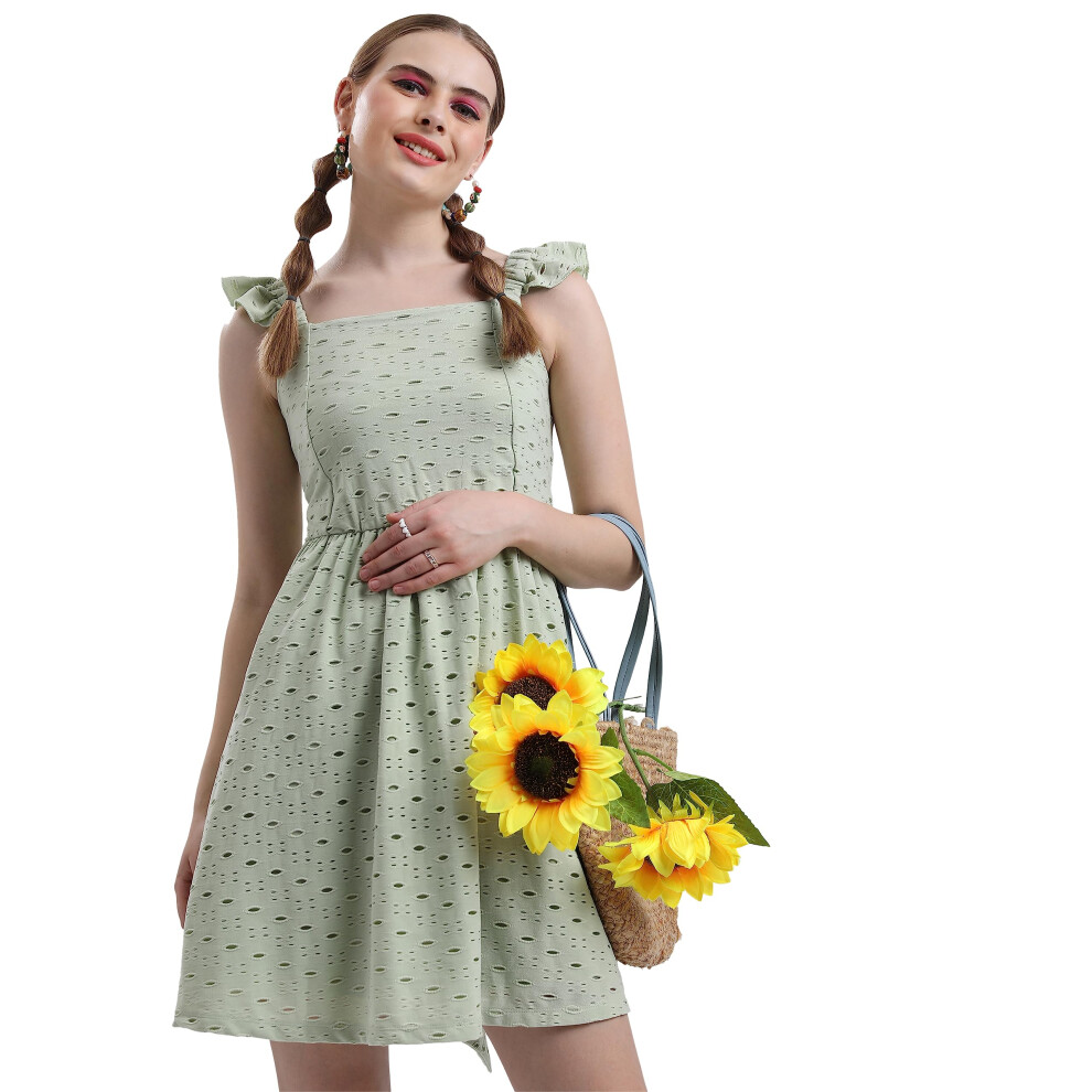 Robe dιcontractιe Ketch en mιlange de polyester pour femme, coupe western, longueur standard (Khj6000264_Olive_M)