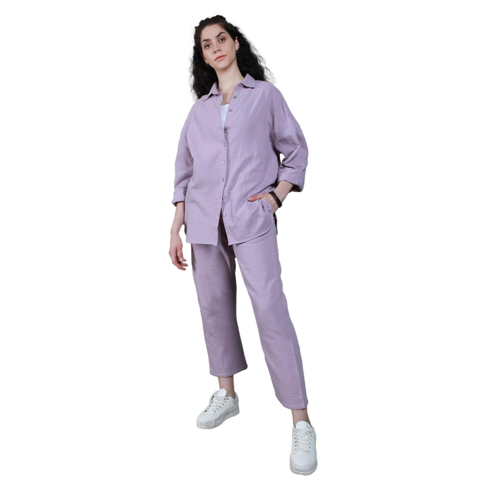 Robe longue chemise en coton High Star pour femme (HSWCSS2403_Gris)