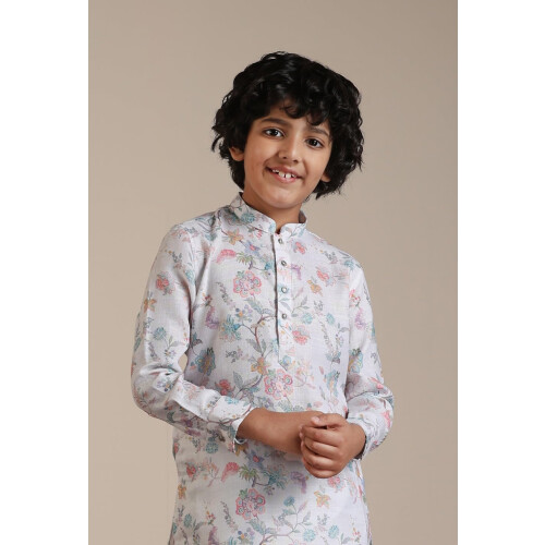 Set Kurta Pyjama Digitale in Cotone per Bambino (10-12 Anni) Manyavar 1
