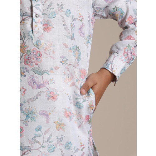 Set Kurta Pyjama Digitale in Cotone per Bambino (10-12 Anni) Manyavar 2