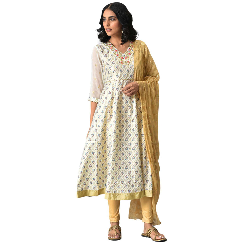 Aurelia Donne Kurta, Tight & Dupatta, Bianco Antico, M-image