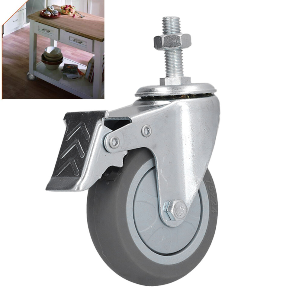 3In Pvc Stem Casters With Brakes - Durable Wearproof For Shelves 8731340456418