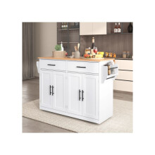 Carrello da pranzo - MUVOE - Vassoio pieghevole - 120x46(70)x91 cm - Bianco - Magazzino integrato