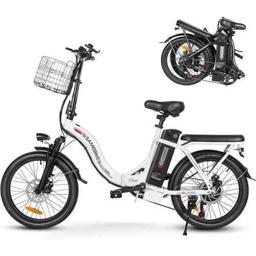 SameBike Bicicleta Elétrica Dobrável - SAMEBIKE - CY20-FT-WH - 250W - 20 Polegadas - Autonomia 60-110 km