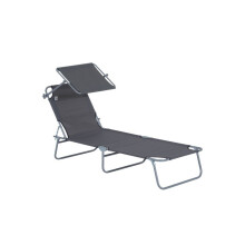 Sdraio - Outsunny - Pieghevole - Protezione solare regolabile - Metallo grigio 187x58x36 cm