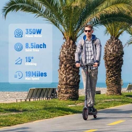 T4 PRO - Patinete elétrico dobrável - 8,5 polegadas - Motor 350W - Bateria 36V 10,4Ah - Autonomia máxima 30km/h - Bluetooth - Preto 1