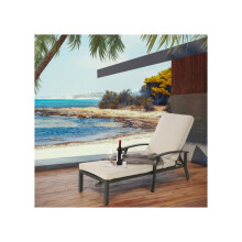 Chaise longue da giardino con cuscino in cotone, chaise longue da piscina in alluminio antiruggine, cuscino impermeabile beige (1 pezzo)