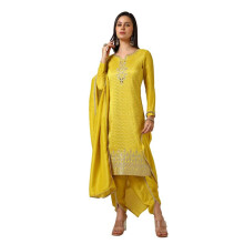 Completo da donna Soch in tessuto senape con design intrecciato e Cutdana