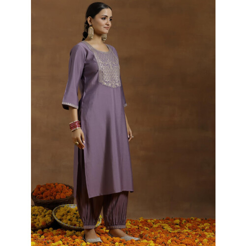 Set Kurta in misto seta da donna Libas (35648_Viola 2