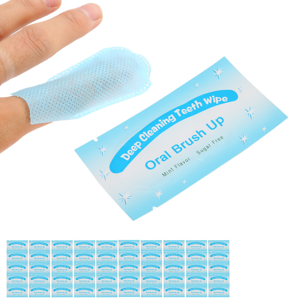 50pcs Disposable Finger Teeth Wipes for Portable Tooth Cleaning