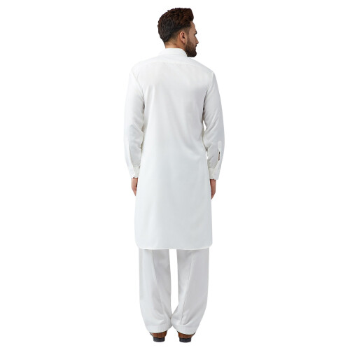Sojanya (Από το 1958 Ανδρικό λευκό βαμβακερό σετ Kurta Pathani σε μέγεθος Xl 2