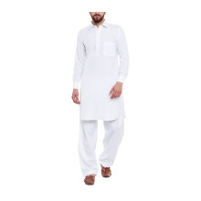 Sojanya (Siden 1958 M?nds klassisk hvid bomuldsblanding Pathani Kurta Salwar