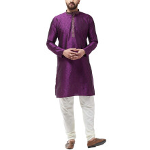 SOJANYA (Desde 1958) Kurta Largo de Mezcla de Seda para Hombre Color Púrpura Talla: 42