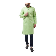 Sojanya (dal 1958) Kurta lungo da uomo in misto cotone verde, solo modello intrecciato, taglia: 44