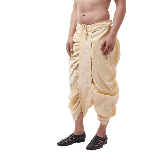 Sojanya (Από το 1958 Ανδρικό Dhoti από Μετάξι με Μπεζ Ραφή Μέγεθος: Ελεύθερο Μέγεθος 2