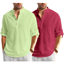 Pαnska jednofarebnα koela regular fit Bellstone (Kurta1600_Combo_L. Zelenα a bordovα_L_Svetlα