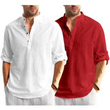 Pαnska jednofarebnα koela regular strihu Bellstone z bavlnenej zmesi (Kurta1600_Combo_White & Maroon_L)