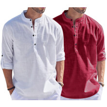 Pαnska bavlnenα jednofarebnα koela regular strihu Bellstone (Kurta1500_Combo_Biela a bordovα_2XL)