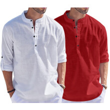 Pαnska koela Bellstone z bavlnenej zmesi, regular fit (Kurta1500_Combo_White & Maroon_2XL)