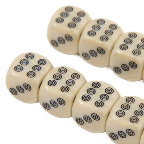20PCS White Pearl Grain Circle Dot Dice 16mm for Board Games 2