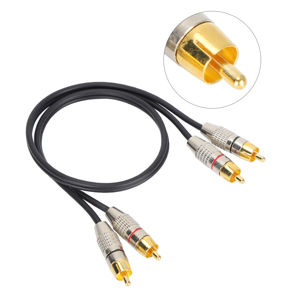 2Rca Male To 2Rca Male Audio Cable 0.5M Aluminum Alloy Connector Black 8441340470016