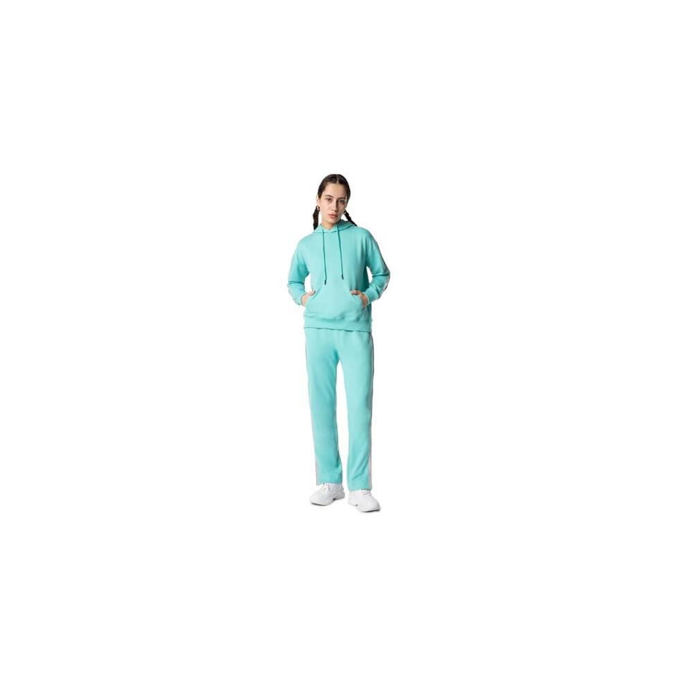 Ensemble sweat ΰ capuche et jogging FYLTR pour femme, ιpaules tombantes, avec bande contrastante sur la manche et couture latιrale du jogging  O
