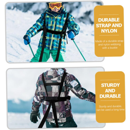 Ski Training Belt Ski Trainer for Ski and Snowboard Training - Black, Plastic Buckle, Adjustable Shoulder Straps 1