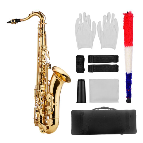 Bb Tenor Saxophone Sax Brass Body Gold Lacquered 1