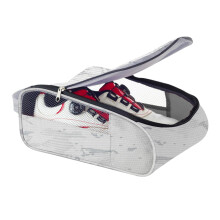 Golf Shoe Bag for Travel, Unisex Double Zipper Athletic Sneaker Tote, Breathable Design for Shoes, Socks, Tees, Golf Balls, White