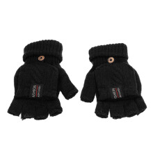 1 Paar USB-Heiße Handschuhe Elektrische Heizungs-Thermo-Strickhandschuhe Halbfinger Winterhandwärmer für die Arbeit Schwarz