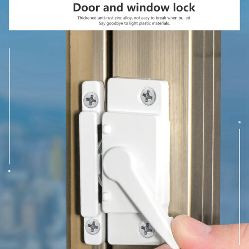 Square Zinc Alloy White Sash Lock for Sliding Windows, Rustproof & Sturdy 2